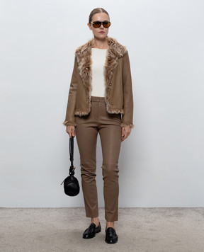 Yves Salomon Beige double-sided sheepskin coat 27WYV62355TOSX
