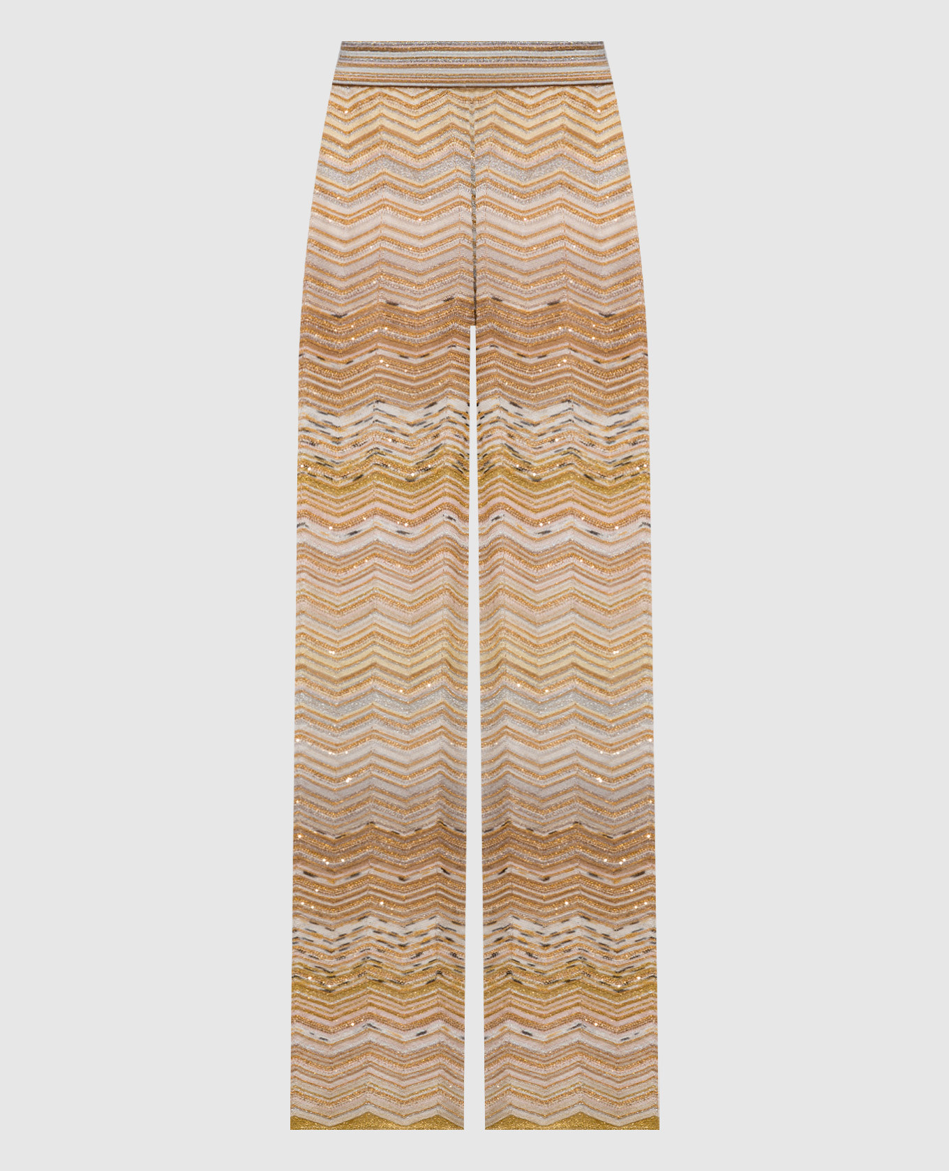 

Beige Chevron Lamé Patterned Pants Missoni