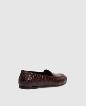 The Row Nancy brown leather loafers with crocodile embossed pattern F1913E79