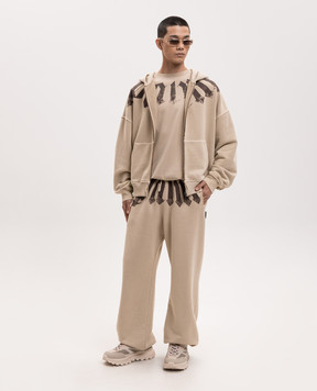 Palm Angels Beige joggers with logo print PMCH025S26FLE003