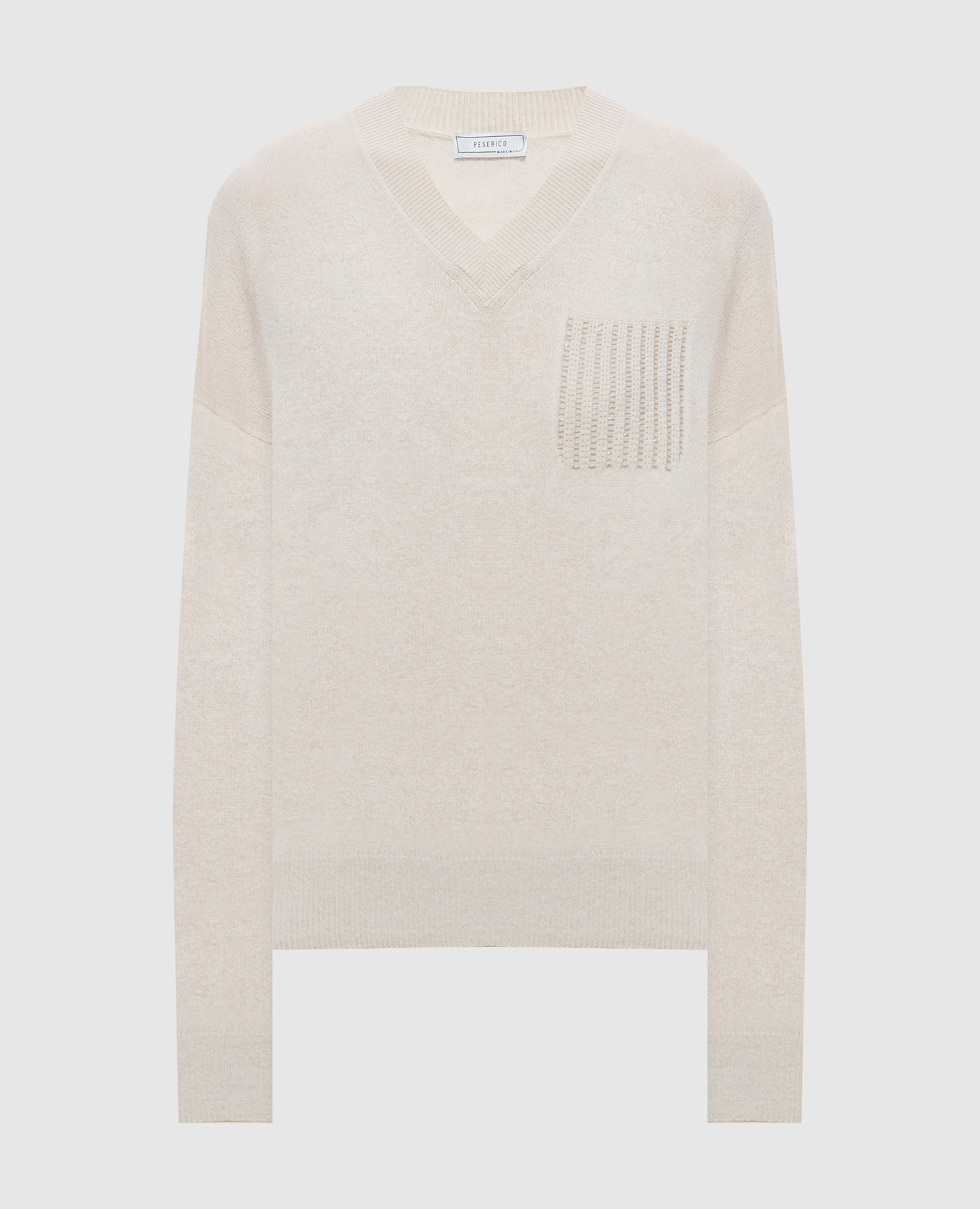 Ivory wool, silk and cashmere pullover