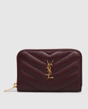 Saint Laurent Cassandre burgundy leather purse 843891AAGY5