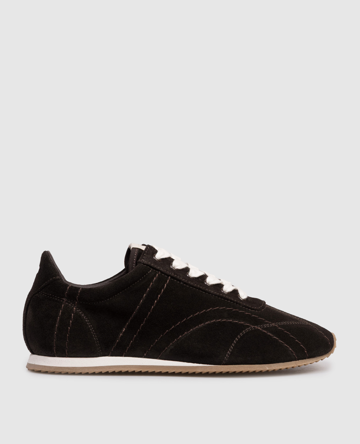 Brown suede sneakers with logo patch