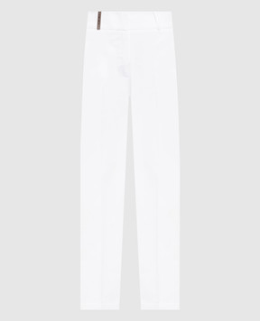 Peserico White pants with brand patch A0458801964