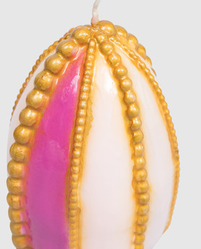 Cereria Introna Pink egg-shaped candle with beads 2192