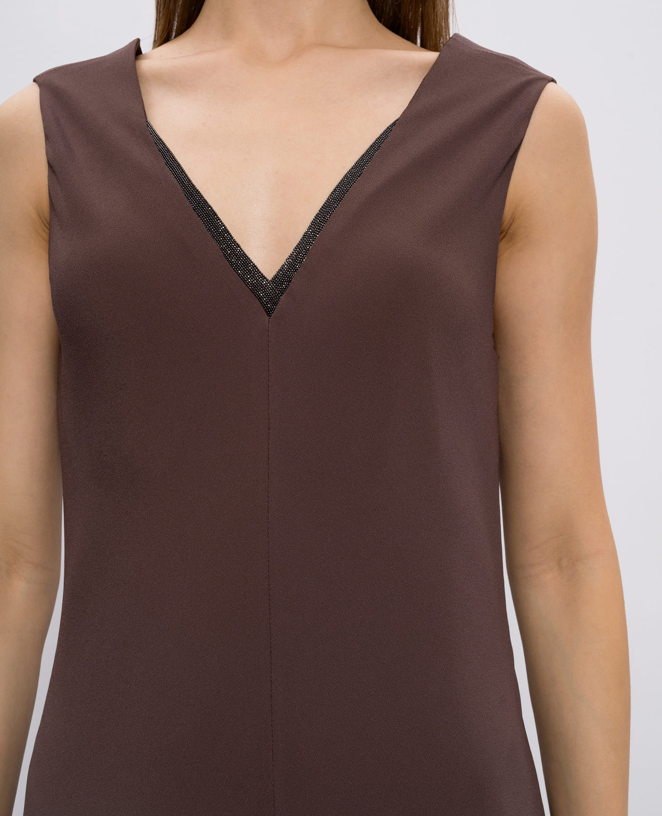 Brown maxi dress with silk Brunello Cucinelli 5