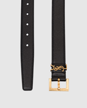 Saint Laurent Cassandre black leather belt 634437DTI0W