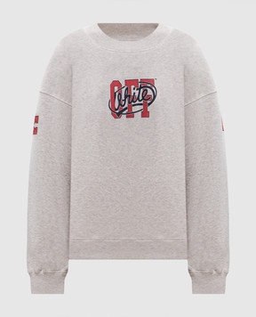 Off-White Beige melange sweatshirt with logo print 2FE00513T