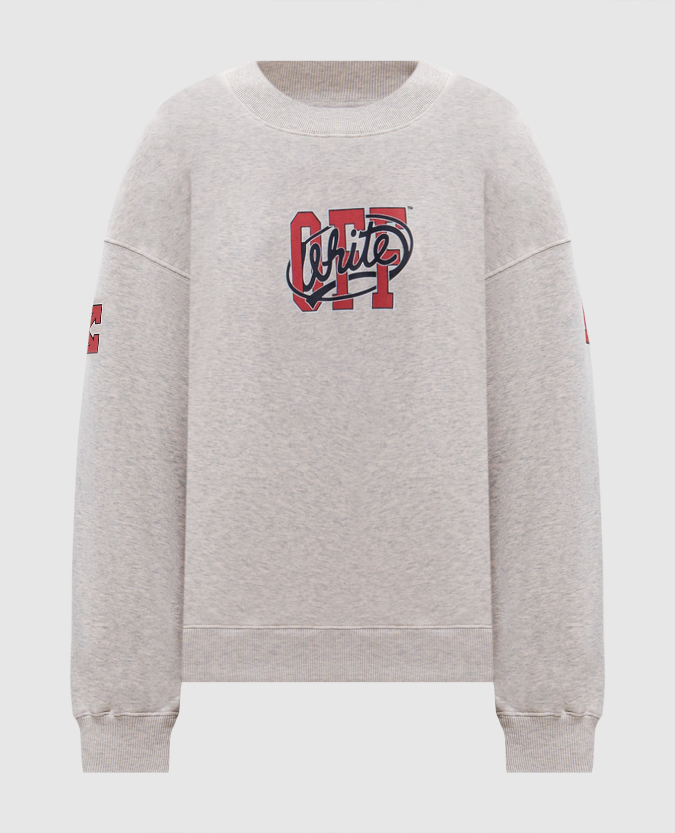 Beige melange sweatshirt with logo print