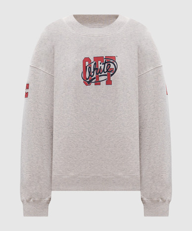 Beige melange sweatshirt with logo print