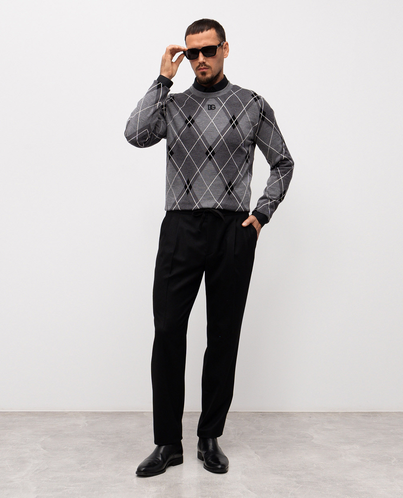 

Gray wool and silk patterned jumper Dolce&Gabbana, Grey