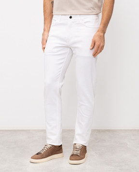 ISAIA Chiaja white jeans with logo patch PND005DJICO