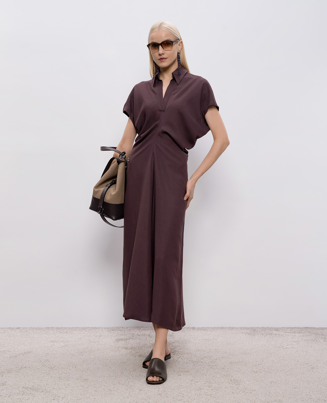 

Purple linen dress with monil chain Brunello Cucinelli, Violet