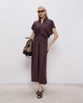 Brunello Cucinelli Purple linen dress with monil chain MH126A5426