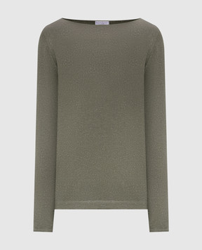 Brunello Cucinelli Khaki cashmere and silk lurex jumper M41800008