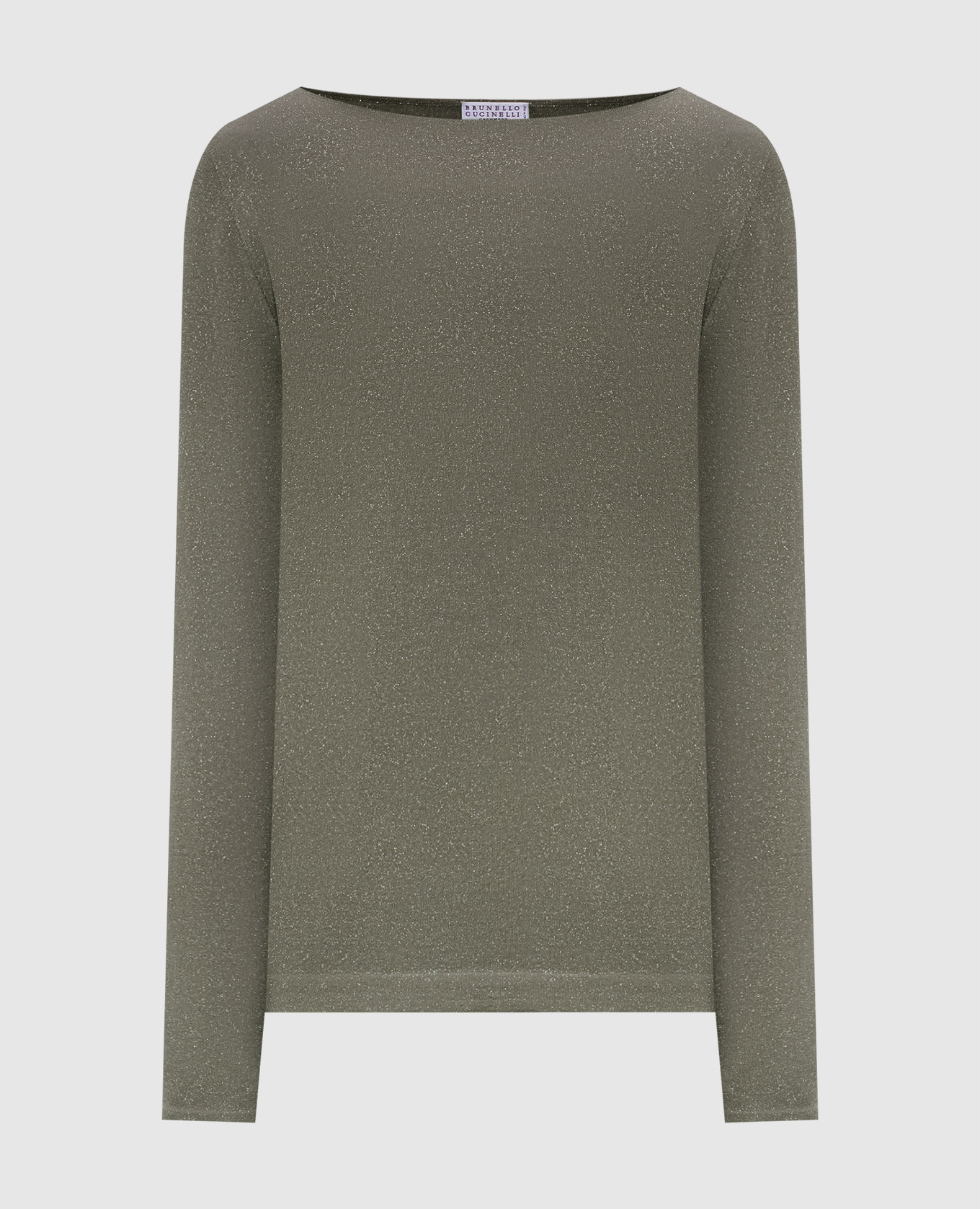 Khaki cashmere and silk lurex jumper