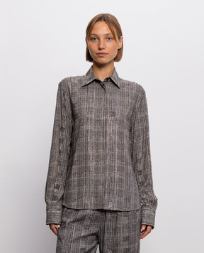 Ermanno Scervino Gray checked blouse with crystals D492K361CTXHF