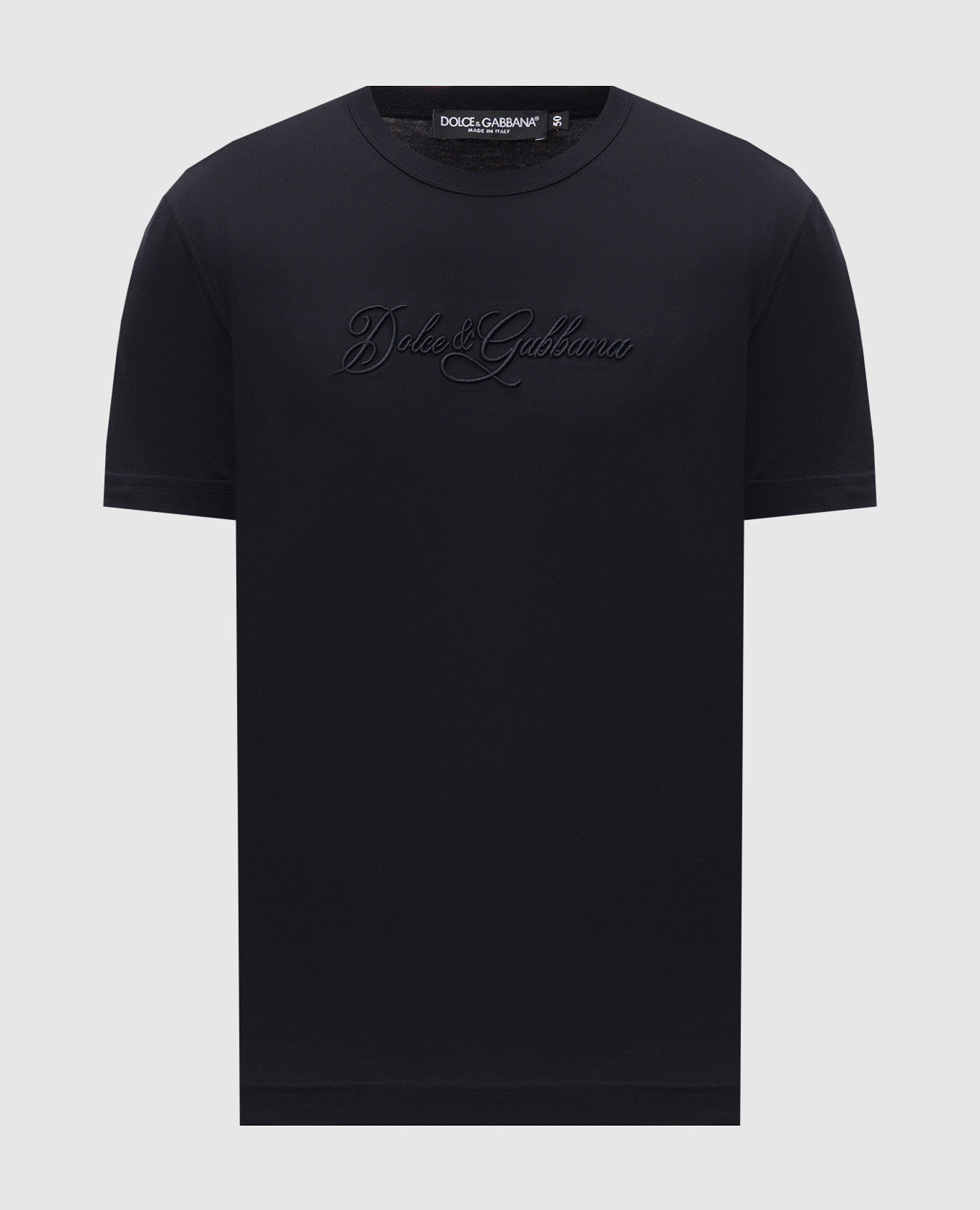 Blue T-shirt with textured logo embroidery