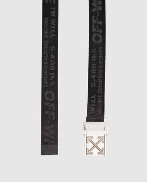 Off-White Children's black belt with logo pattern OBRB001C99FAB001