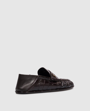 Saint Laurent Cassandre dark brown glossy leather loafers A004150WXAG