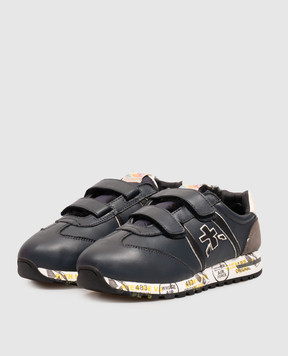 Premiata Children's blue leather sneakers Lucy with fur 32M0294703640
