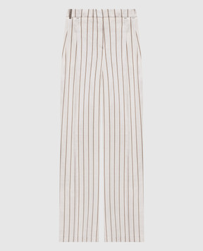 Peserico White striped linen pants AM4307Z00676