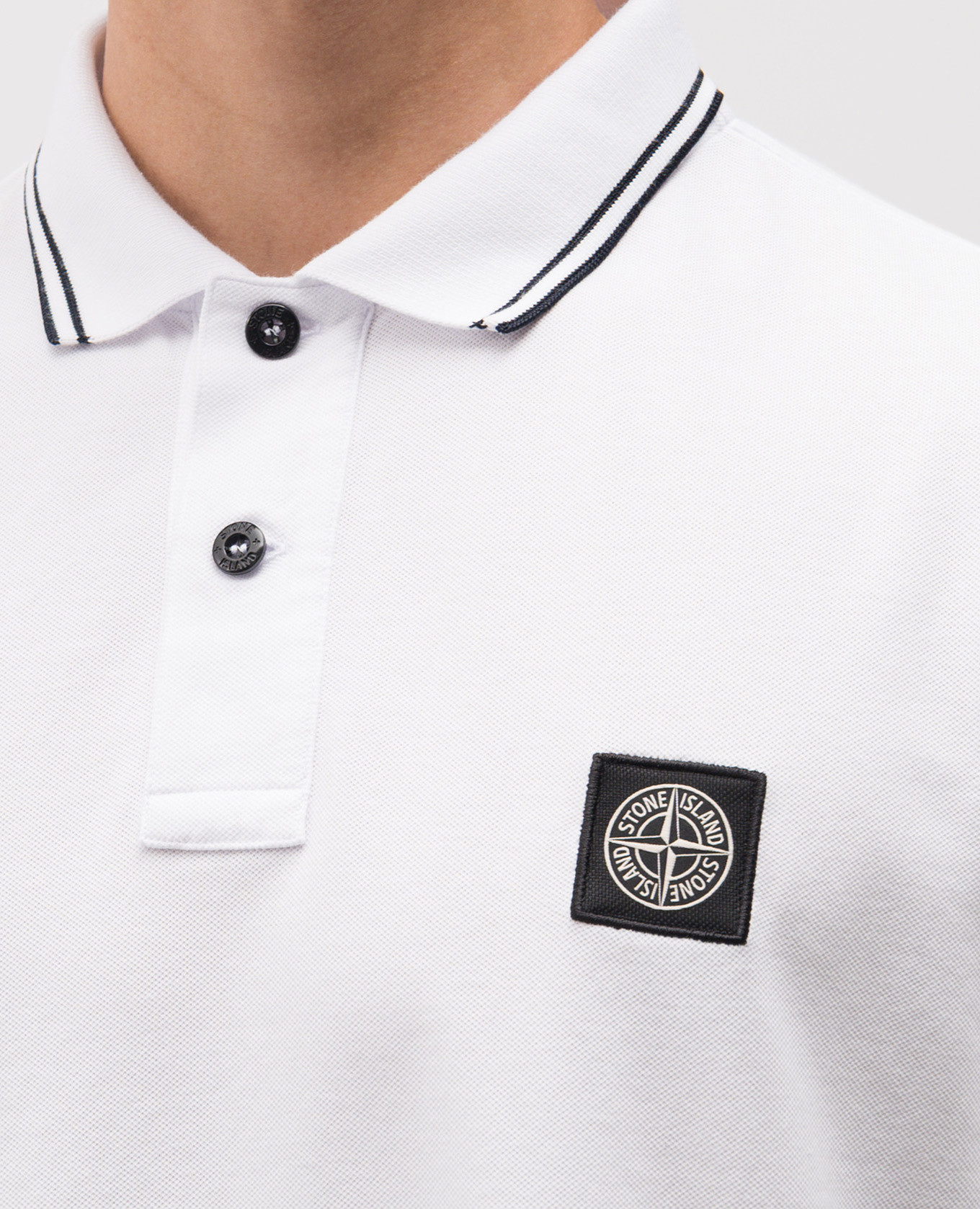 

White polo shirt with logo patch Stone Island