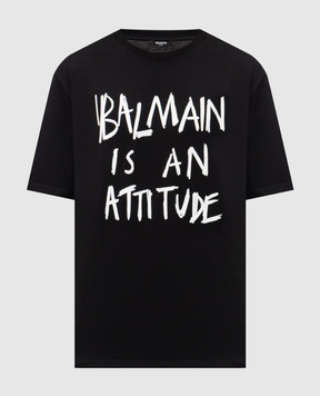 Balmain Black t-shirt with logo print GH1EG225GF40