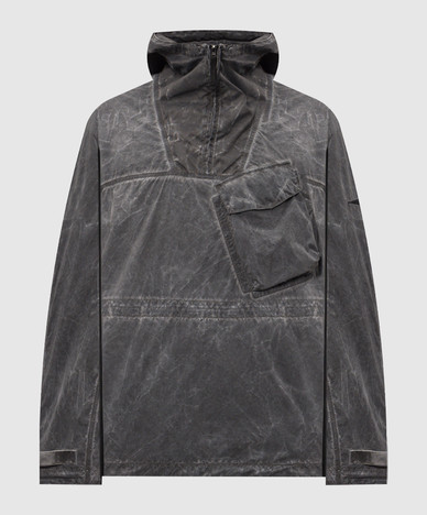 Gray anorak with branded embroidery