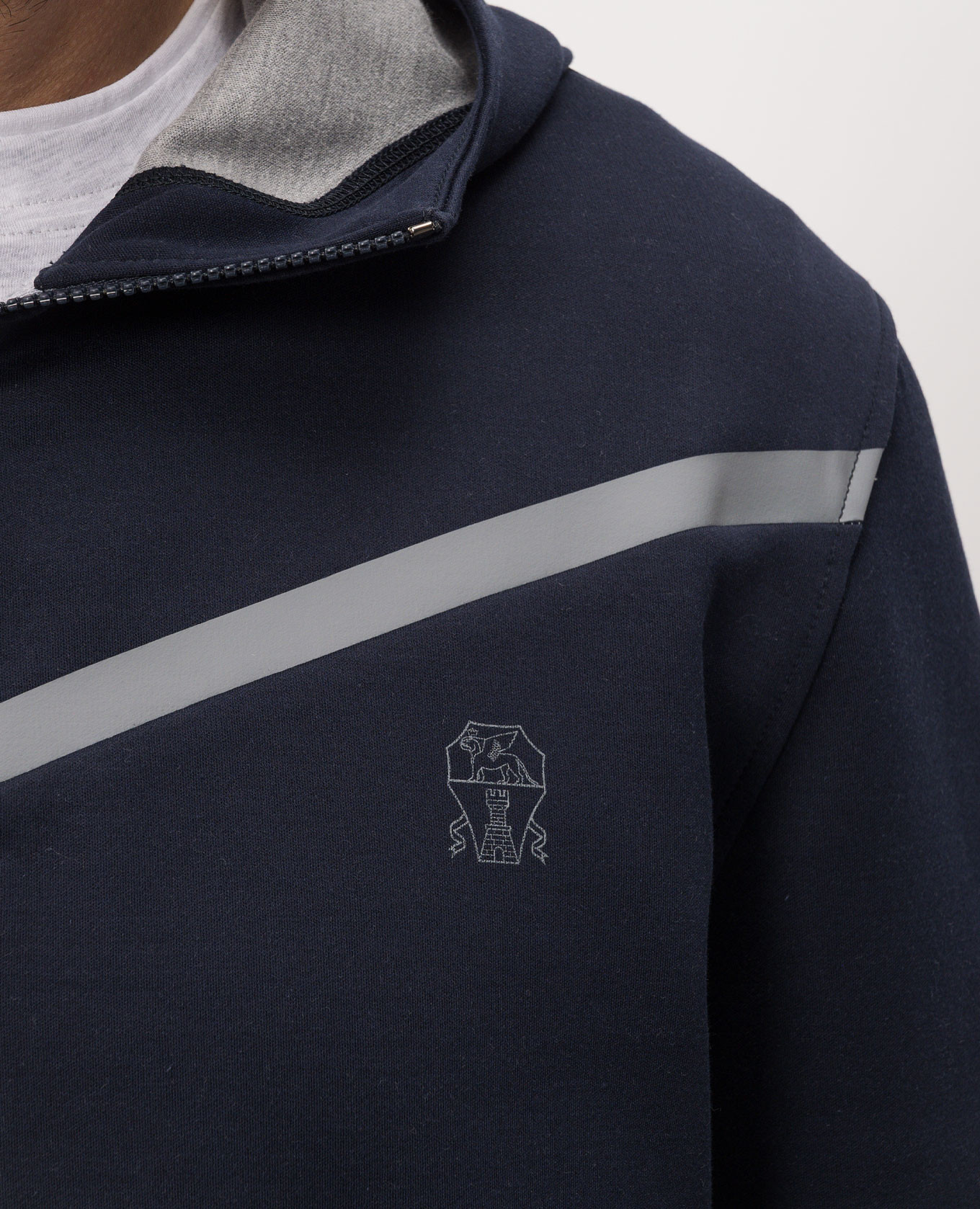 

Blue sports jacket with logo print Brunello Cucinelli