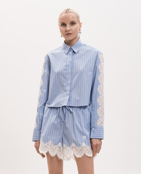 Simkhai Renata blue striped shirt with lace 3262143S