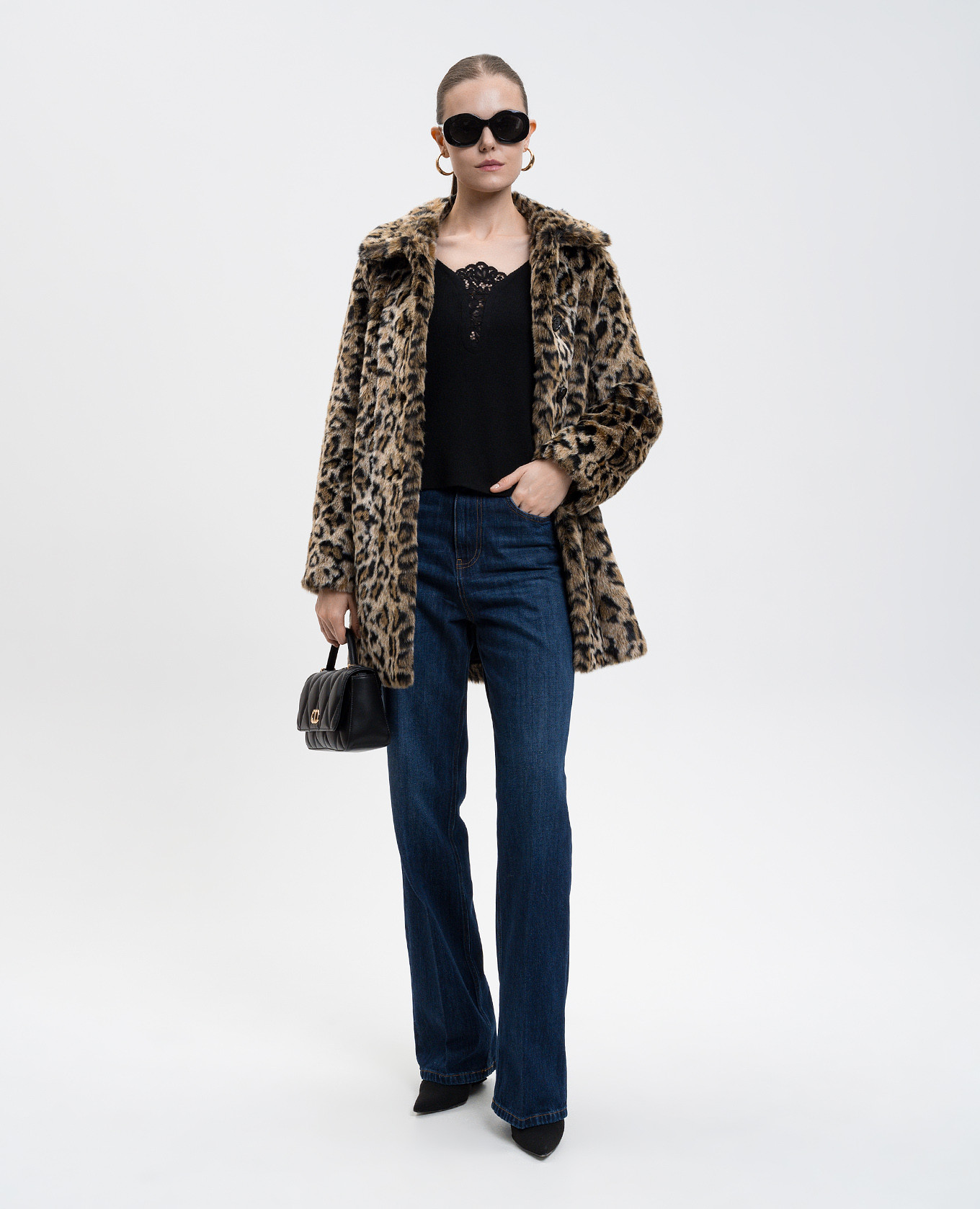 

Brown coat with animal print Twinset