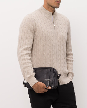 Orciani Black leather bag with textured logo P00759LGN