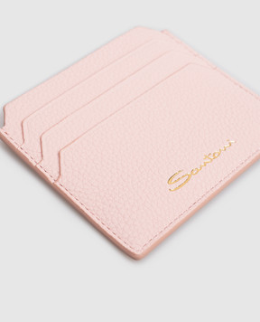 Santoni Pink leather cardholder with logo print DFPPA2693FOHSIW