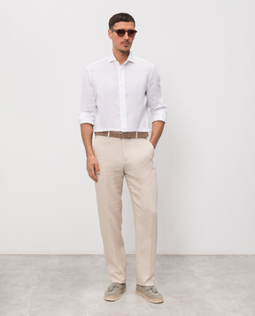 Agnona Beige linen pants T710U1YU3049