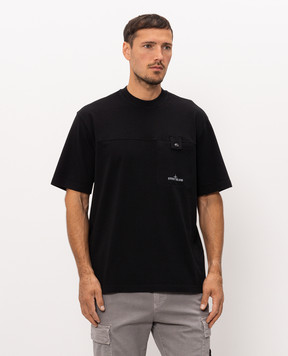 Stone Island Black t-shirt with logo print L2S152100028S0500