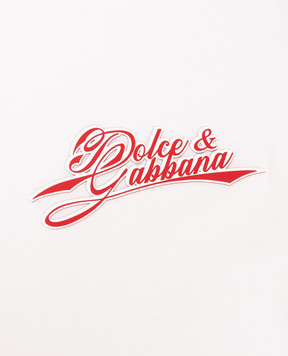 Dolce&Gabbana Children's white straight-cut T-shirt with textured logo L4JTHVG7P4Y814
