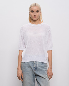 Brunello Cucinelli White linen top MDT746400