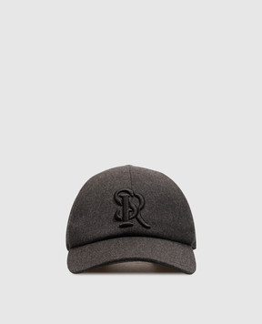 Stefano Ricci Gray wool cap with embroidered monogram logo MCV63SB24EWK001V