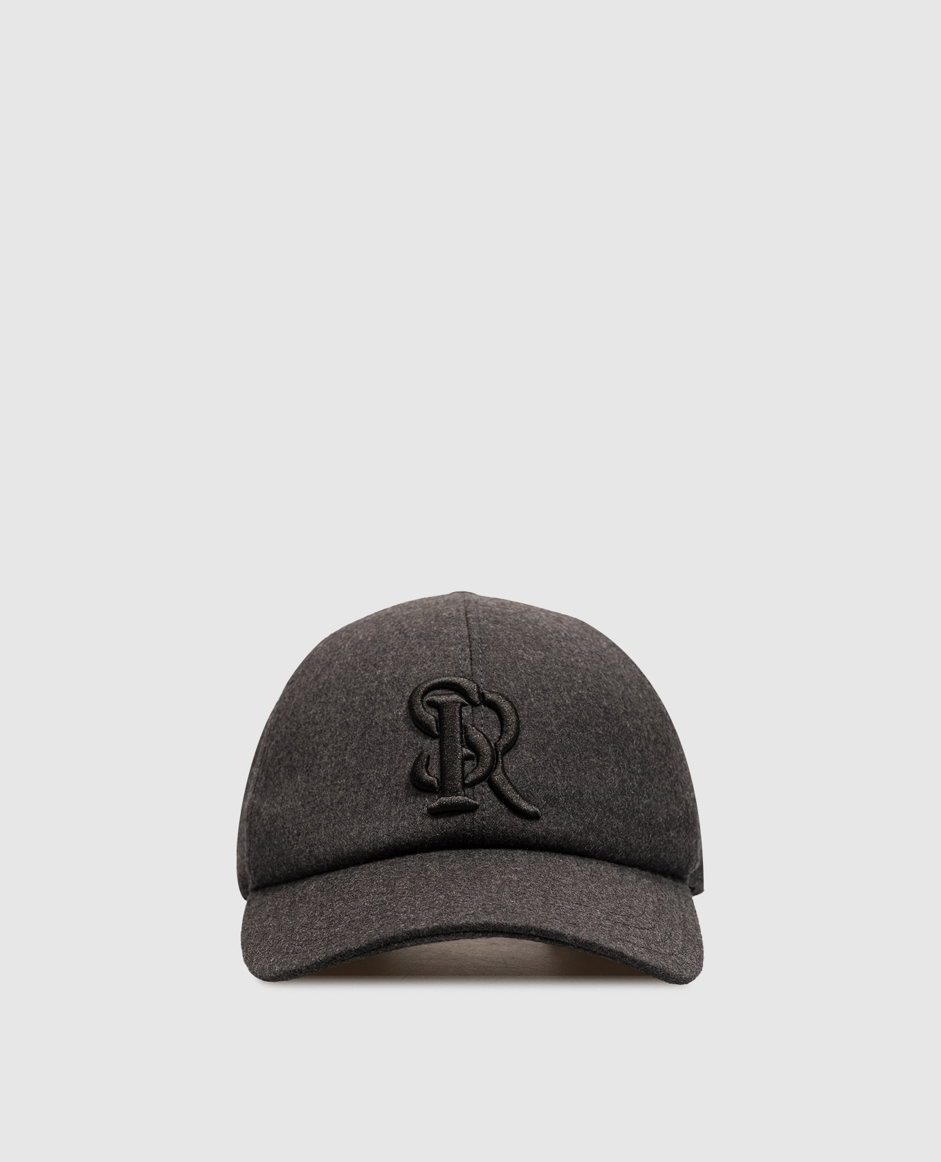 Gray wool cap with embroidered monogram logo Stefano Ricci