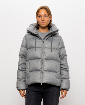 Peserico Gray down jacket with brand patch S24134D01945