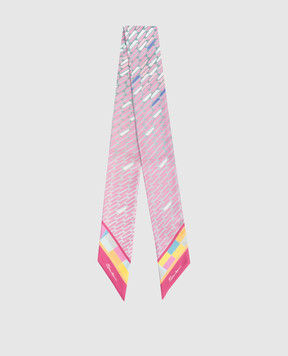Santoni Pink silk twill ribbon with branded print AWFLC0030XXXAOE