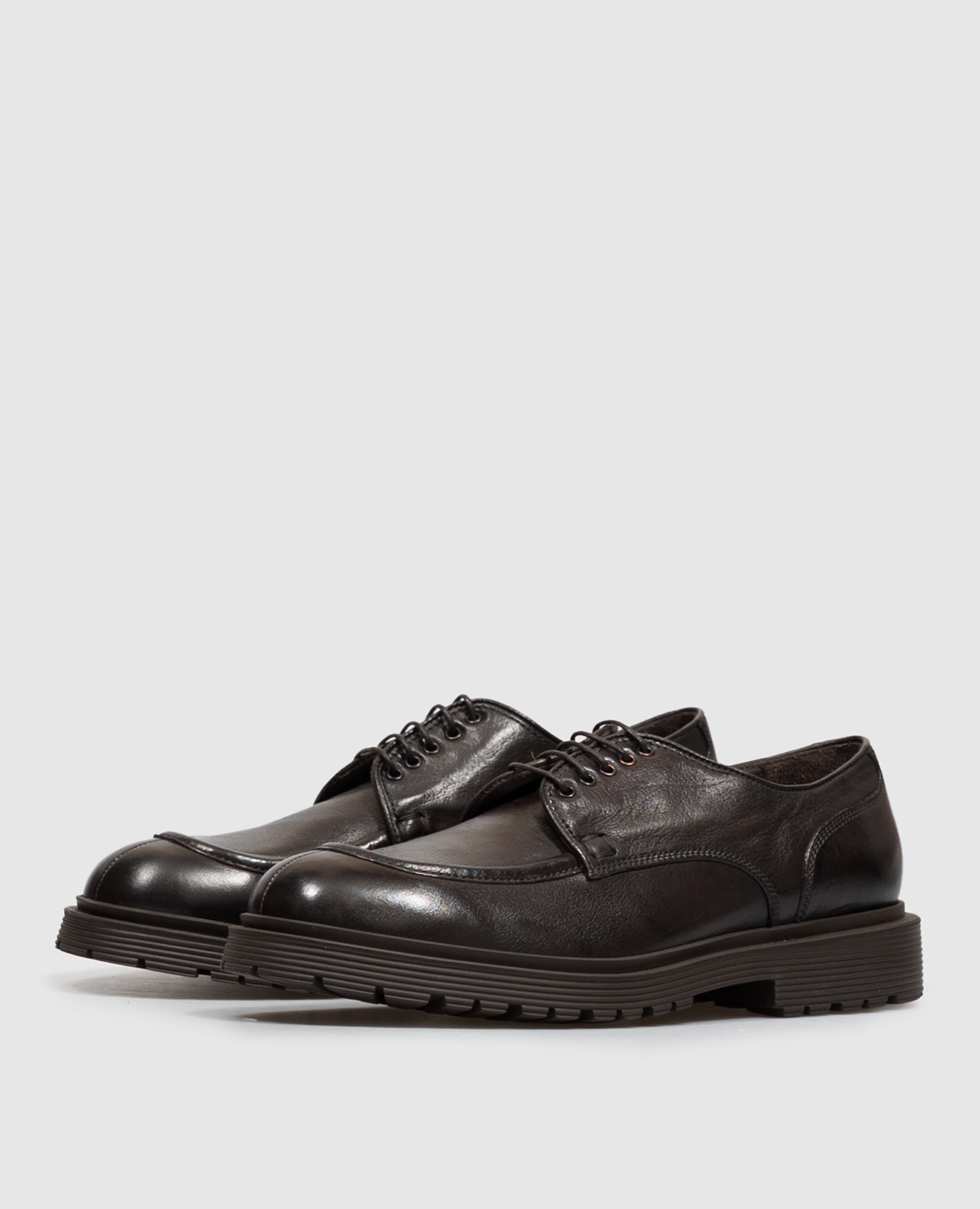 Dark brown leather derby shoes Sturlini 2