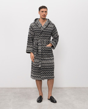 Missoni Home Keith black terry bathrobe with branded pattern 1K3AC99730