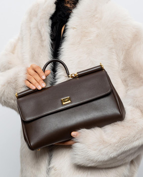 Dolce&Gabbana My Sicily brown leather satchel bag BB7782B7321