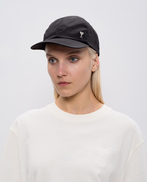 Ami Paris Black cap with Ami de Coeur emblem UCP268PA0037