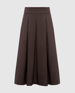Peserico Brown midi skirt with monil chain A0553701979