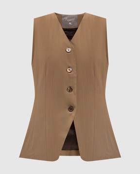 Marco Pescarolo Brown Trenta wool and silk vest TRENTAD5314