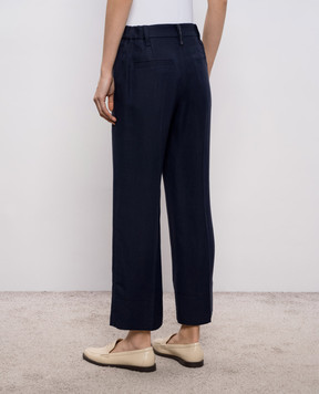 Brunello Cucinelli Navy blue linen pants MH126P9184