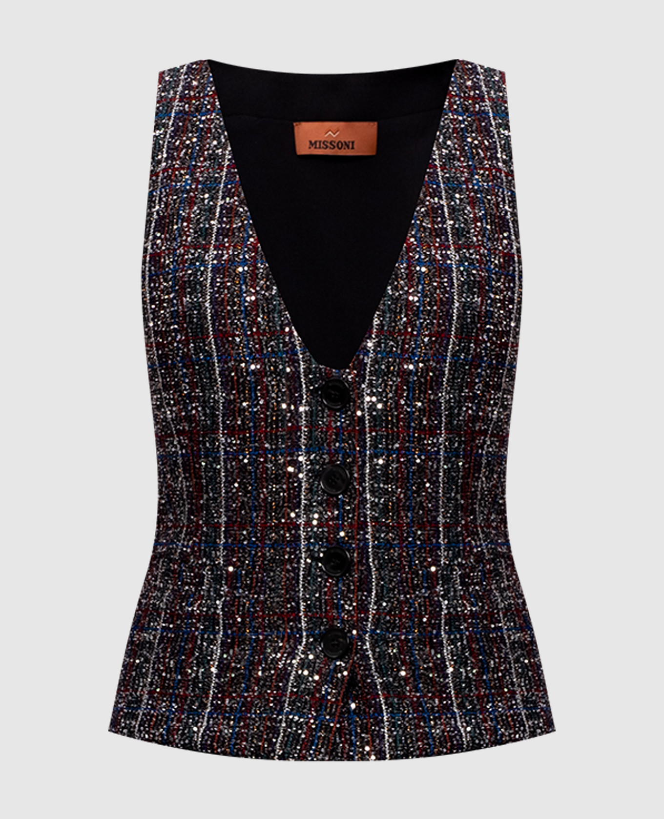 Checked sequined vest